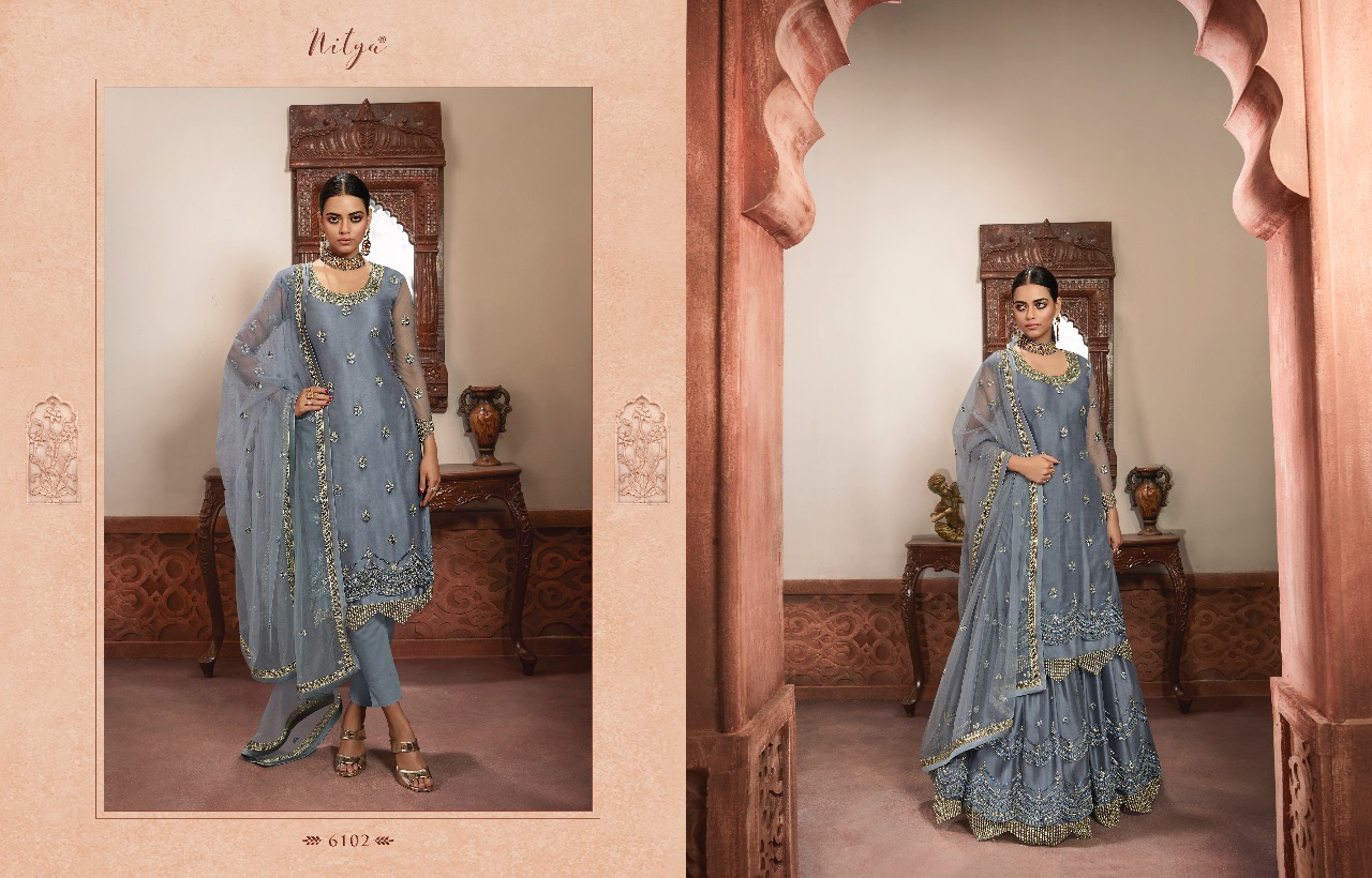 Lt fabrics nitya vol 161 beautiful wedding Wear Designer sharara salwar Kameez Collection