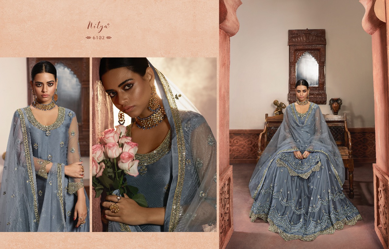 Lt fabrics nitya vol 161 beautiful wedding Wear Designer sharara salwar Kameez Collection