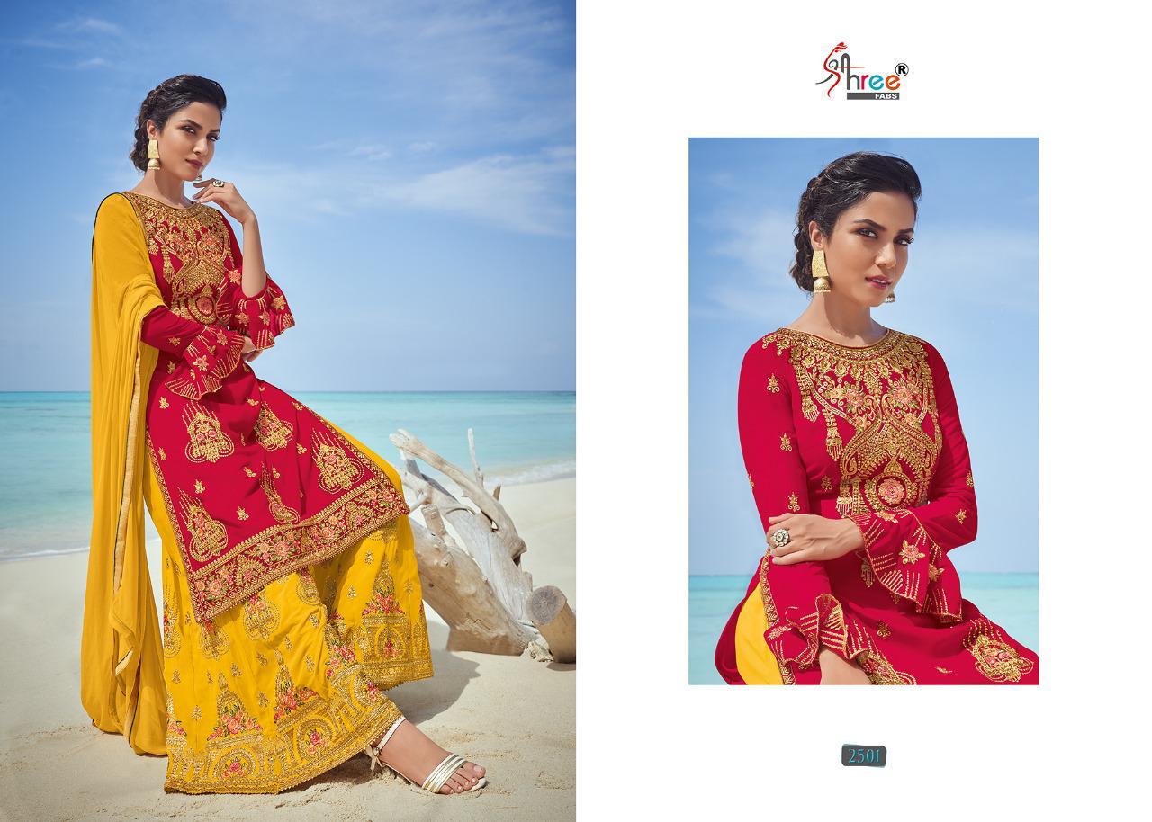 shree fabs shagun georgette festive look sharara catalog