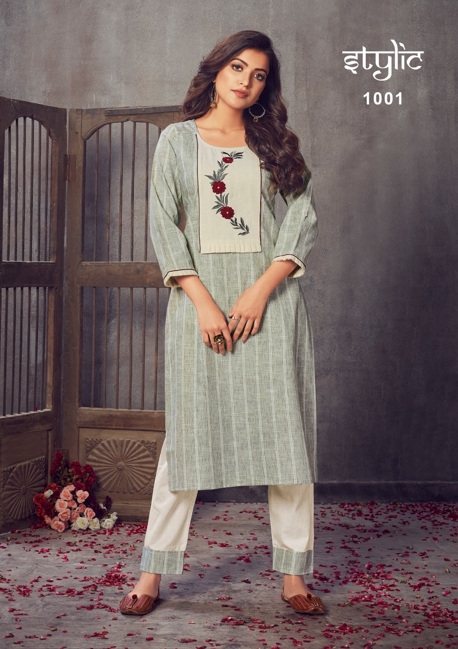 stylic eliza vol 3 handloom catchy look kurti with pant catalog