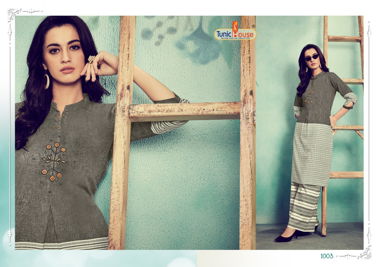 tunic house nidhi with plazzo viscous gorgeous look kurti catalog