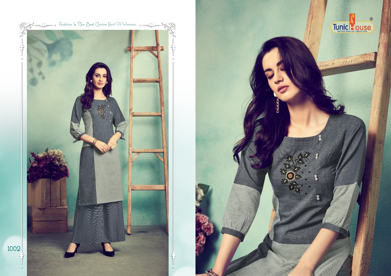 tunic house nidhi with plazzo viscous gorgeous look kurti catalog