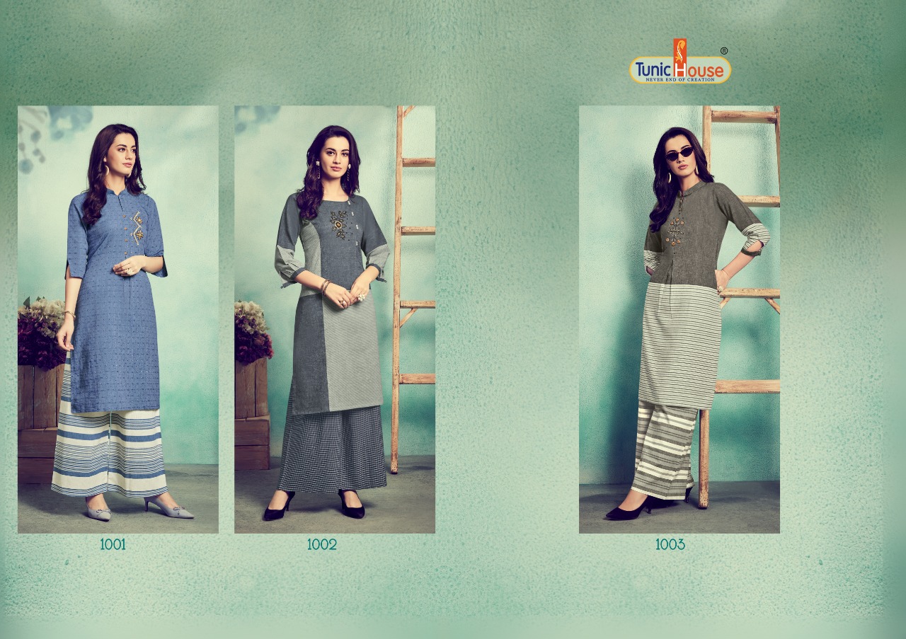 tunic house nidhi with plazzo viscous gorgeous look kurti catalog