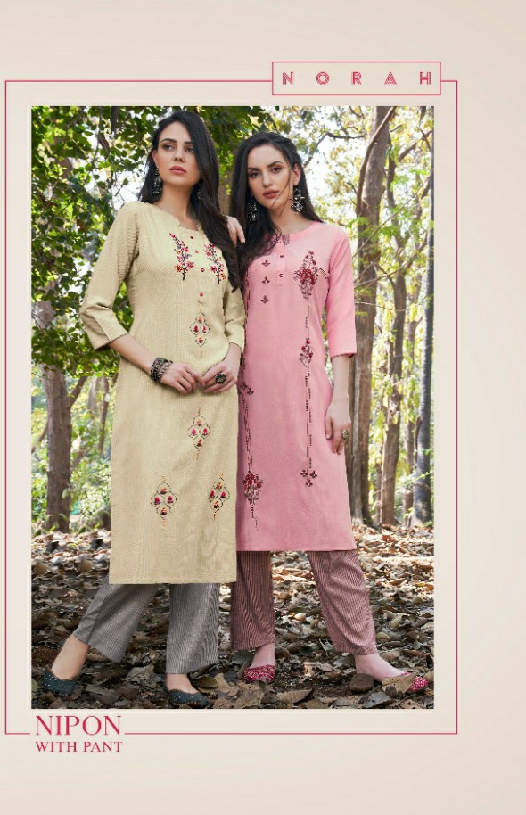 tunic house nippon pant rayon  catchy look kurti with pant catalog