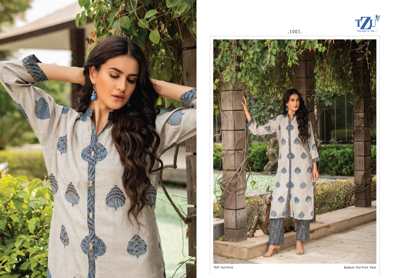 tzu swarnim silk gorgeous look kurti with bottom catalog