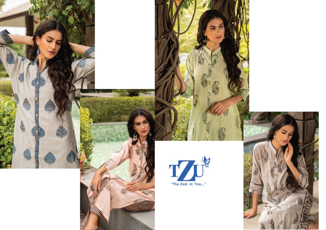 tzu swarnim silk gorgeous look kurti with bottom catalog