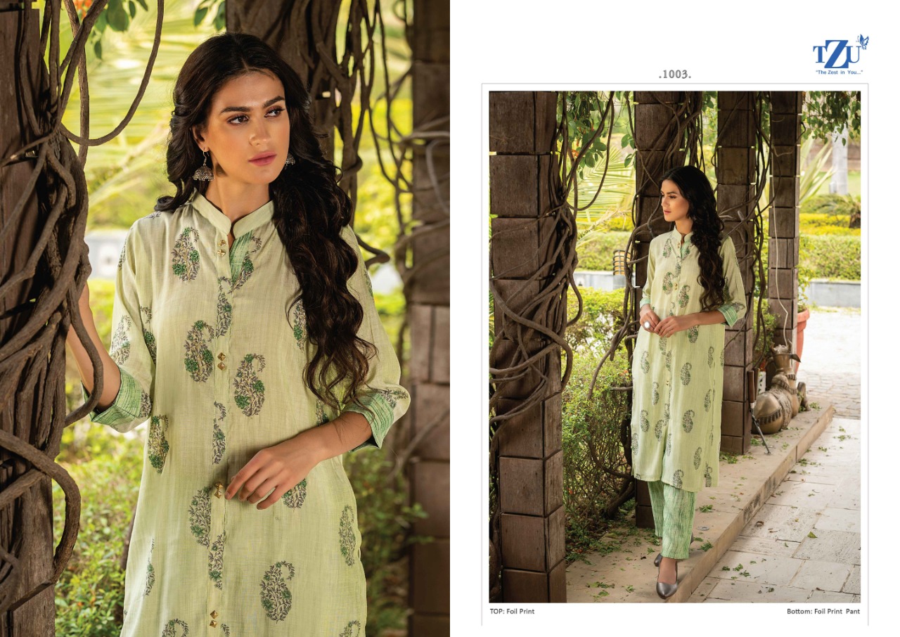 tzu swarnim silk gorgeous look kurti with bottom catalog