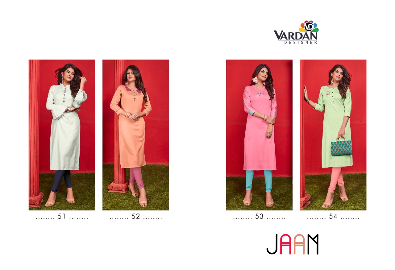 vardan designer jaam vol 1 cotton authentic fabric kurti catalog