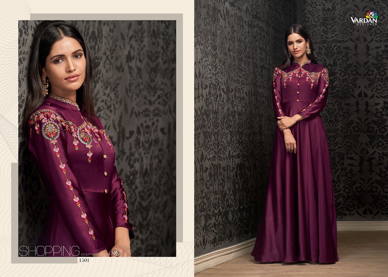 vardan designer Navya Vol 15 georgette gorgeous look  gown catalog