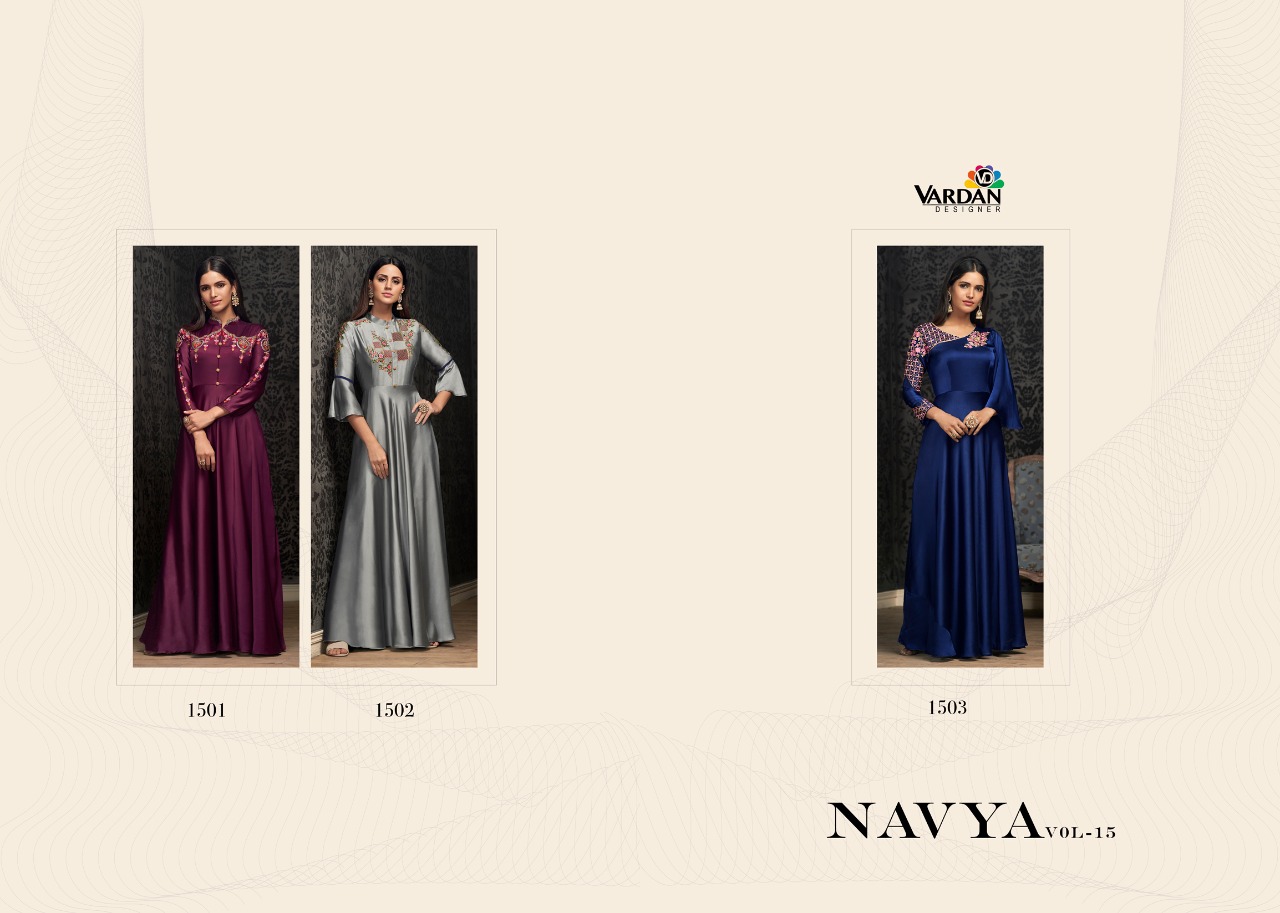 vardan designer Navya Vol 15 georgette gorgeous look  gown catalog