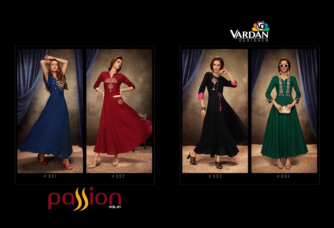 vardan designer Passion Vol 1 rayon modern style kurti catalog