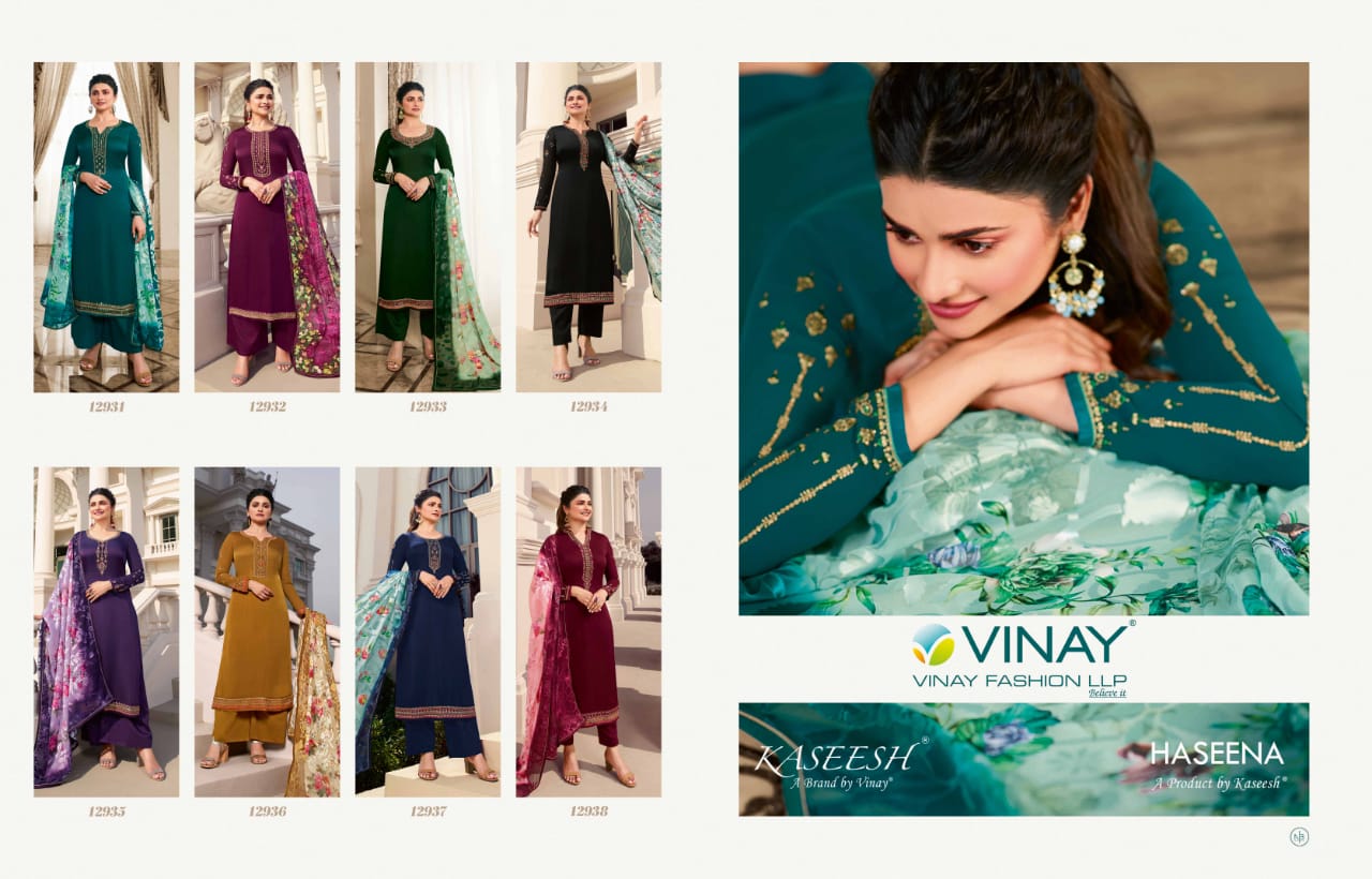 Vinay Fashion Kaseesh haseena satin festival  look salwar suit catalog