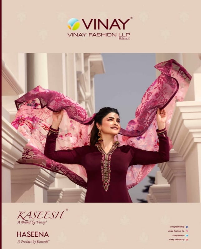 Vinay Fashion Kaseesh haseena satin festival  look salwar suit catalog