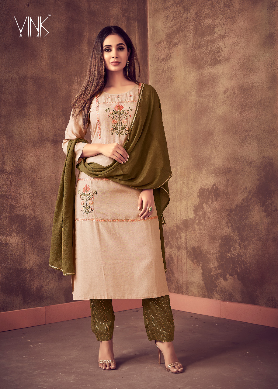 vink sabhya new and modern style kurta bottom and dupatta catalog