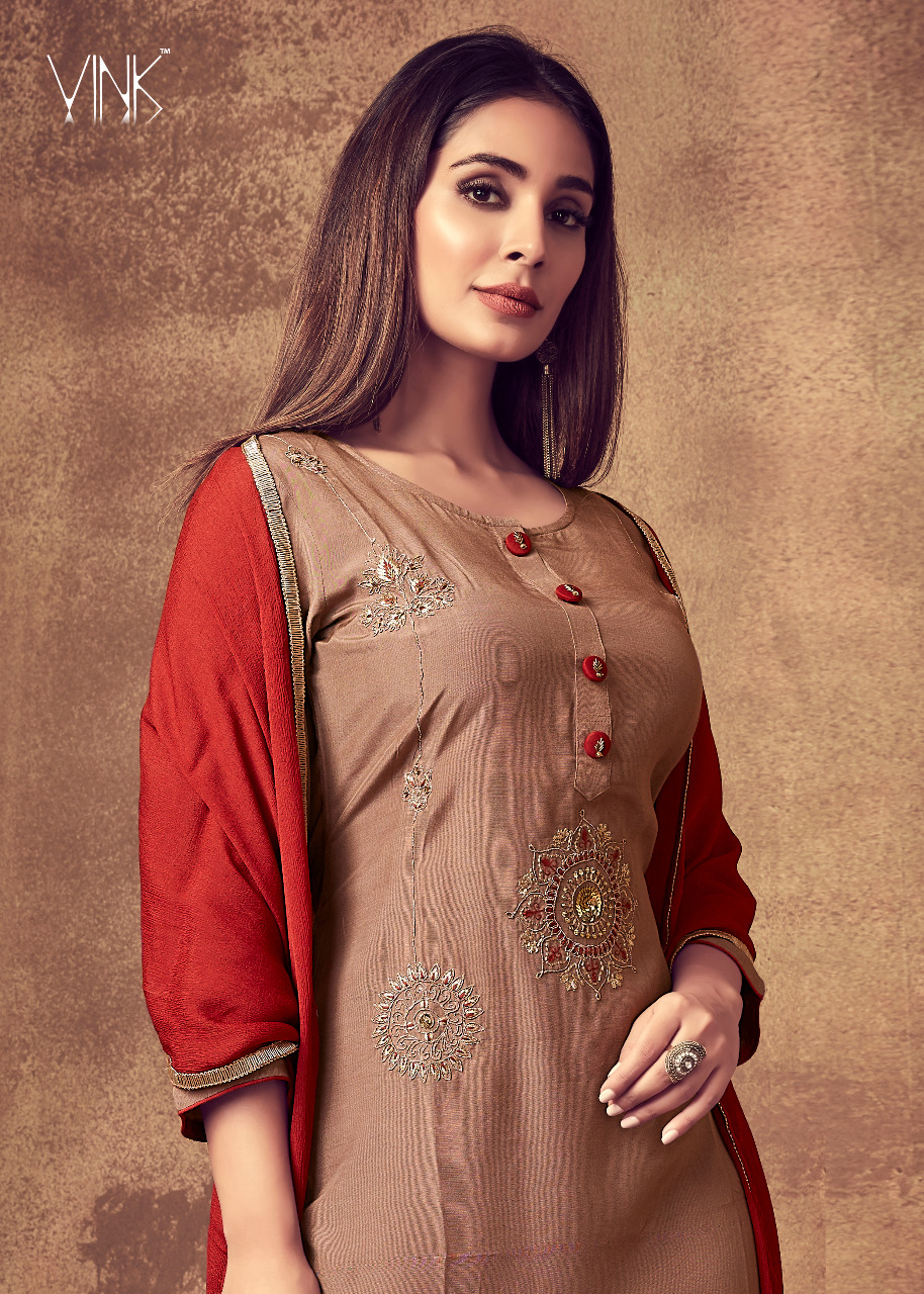 vink sabhya new and modern style kurta bottom and dupatta catalog