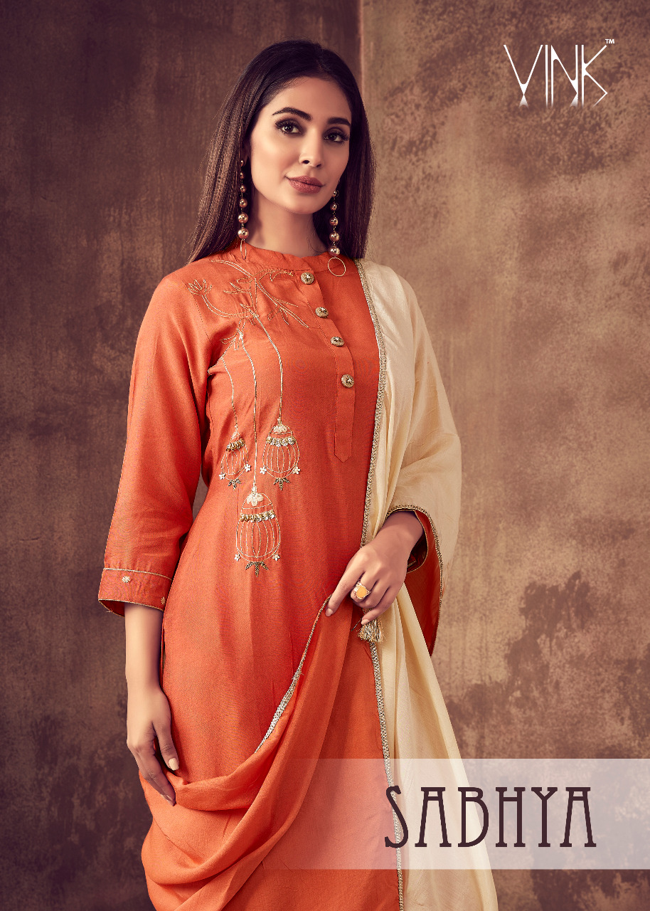 vink sabhya new and modern style kurta bottom and dupatta catalog