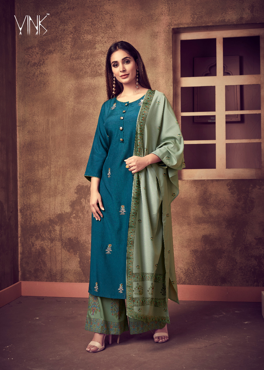 vink sabhya new and modern style kurta bottom and dupatta catalog