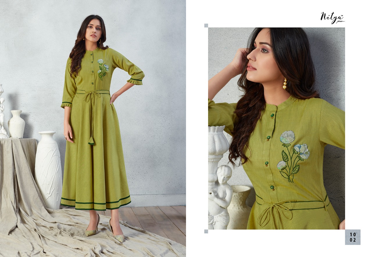 l t nitya prisha rayon catchy look kurti catalog