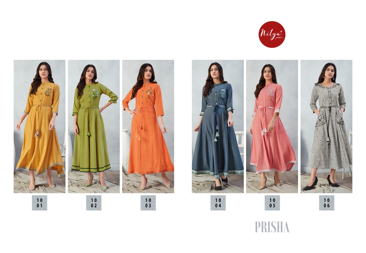 l t nitya prisha rayon catchy look kurti catalog