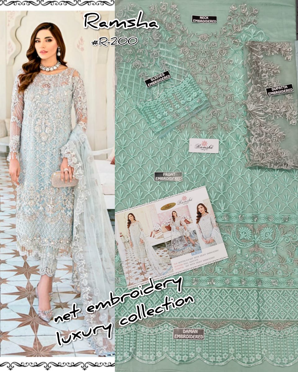 Ramsha R-200 Salwar Kameez Net Singles