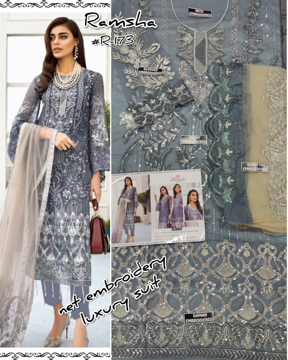 Ramsha R-173 Salwar Kameez Net Singles