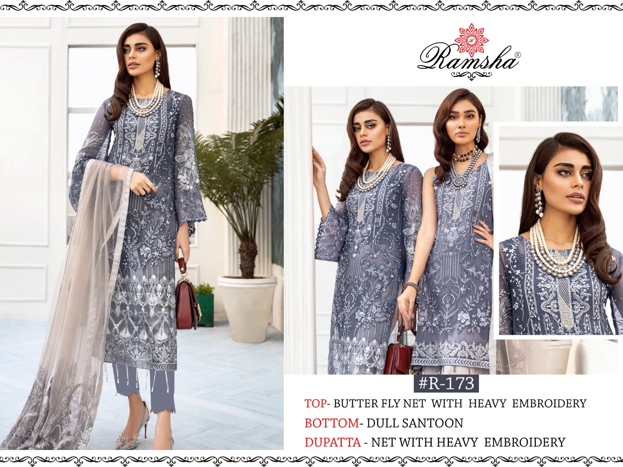 Ramsha R-173 Salwar Kameez Net Singles