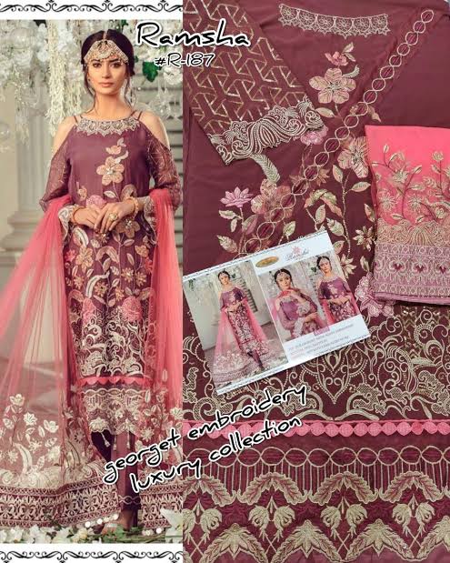 Ramsha R-187 Salwar Kameez Georgette Singles