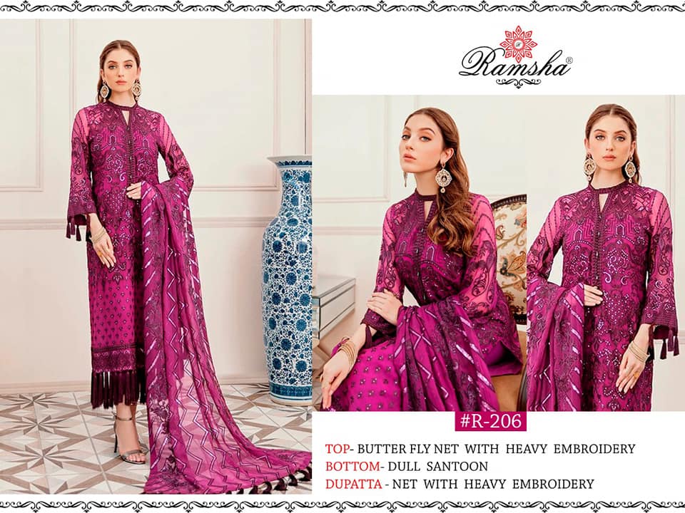 Ramsha R-206 Salwar Kameez Net Singles