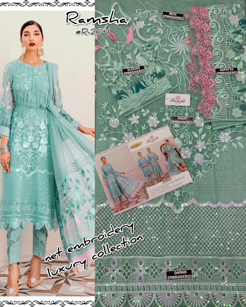 Ramsha R-204 Salwar Kameez Net Singles