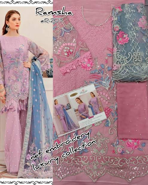 Ramsha R-203 Salwar Kameez Net Singles