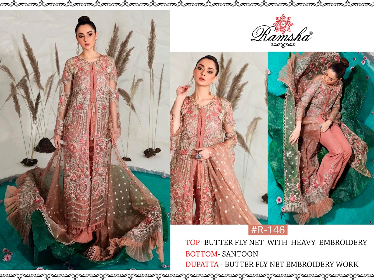 Ramsha R-146 Salwar Kameez Net Singles