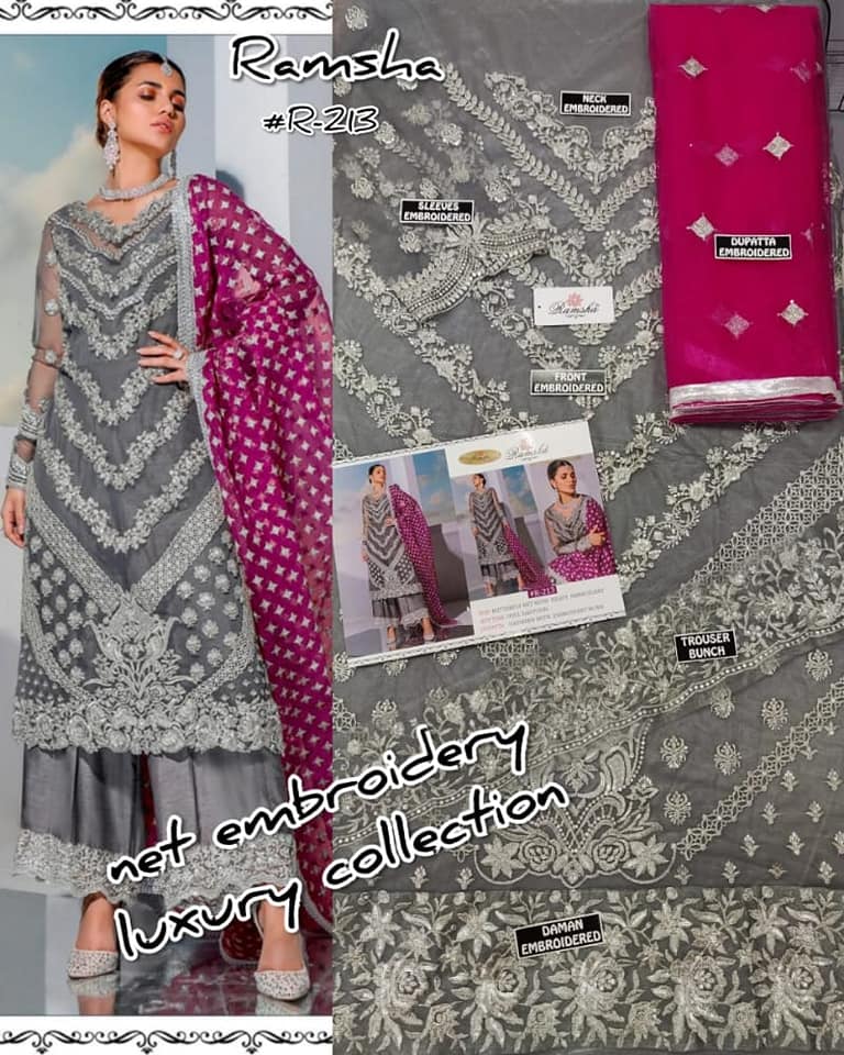 Ramsha R-213 Salwar Kameez Net Singles