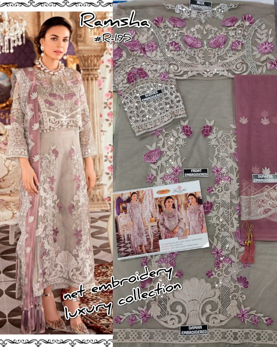 Ramsha R-195 Salwar Kameez Net Singles