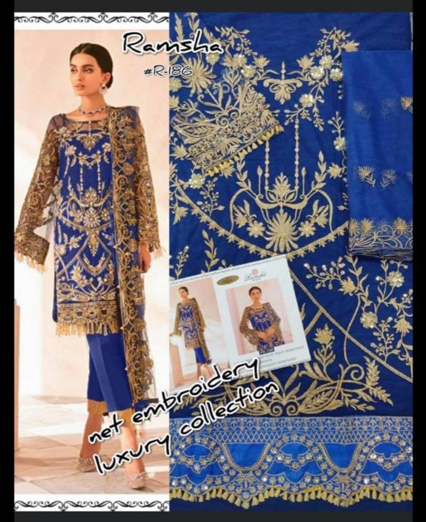 Ramsha R-186 Salwar Kameez Net Singles