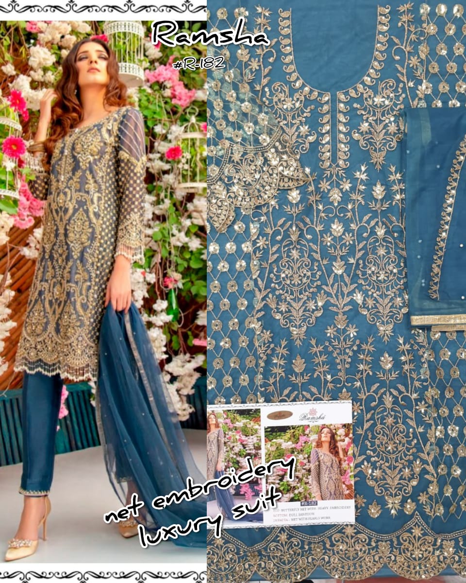 Ramsha R-182 Salwar Kameez Net Singles