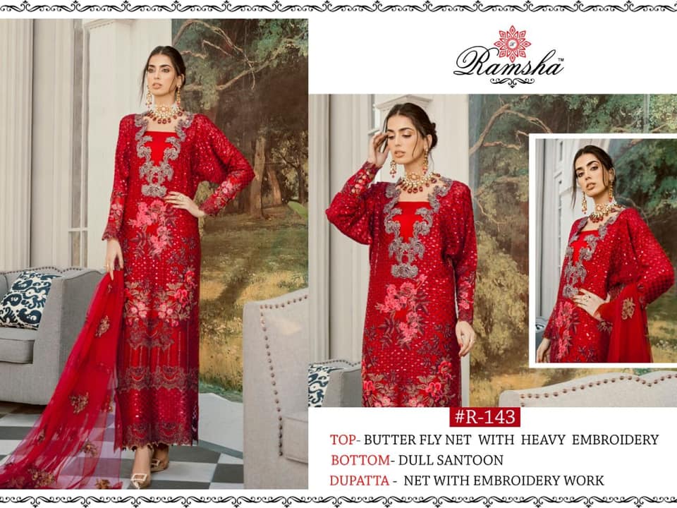 Ramsha R-143 Salwar Kameez Net Singles