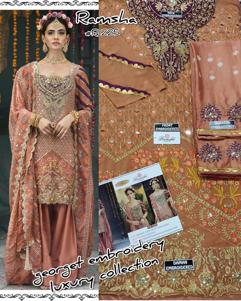 Ramsha R-225 Salwar Kameez Georgette Singles