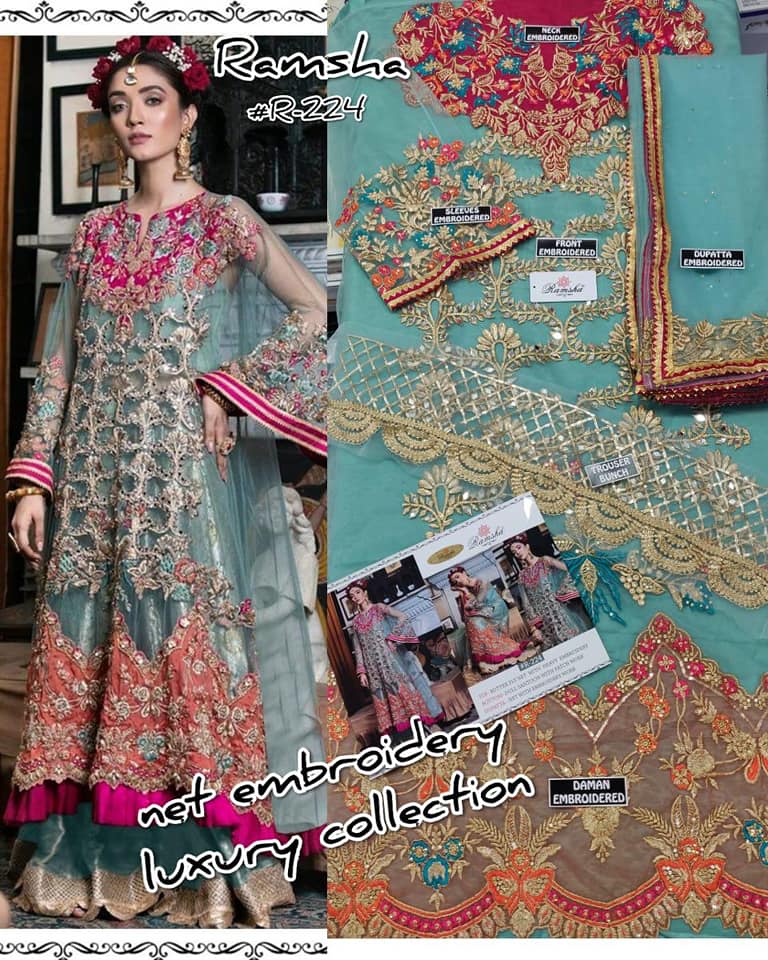 Ramsha R-224 Salwar Kameez Net Singles