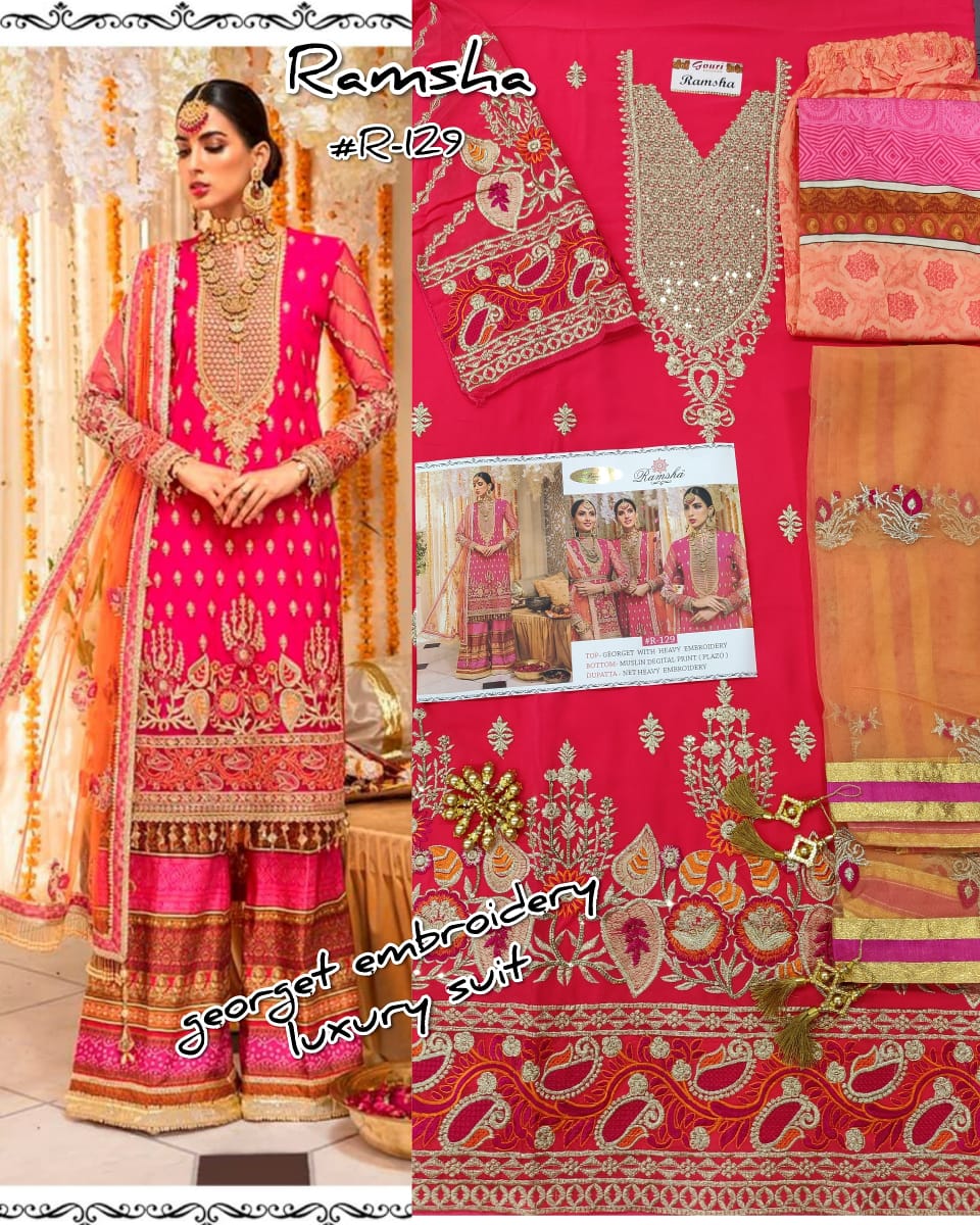 Ramsha R-129 Salwar Kameez Georgette Singles