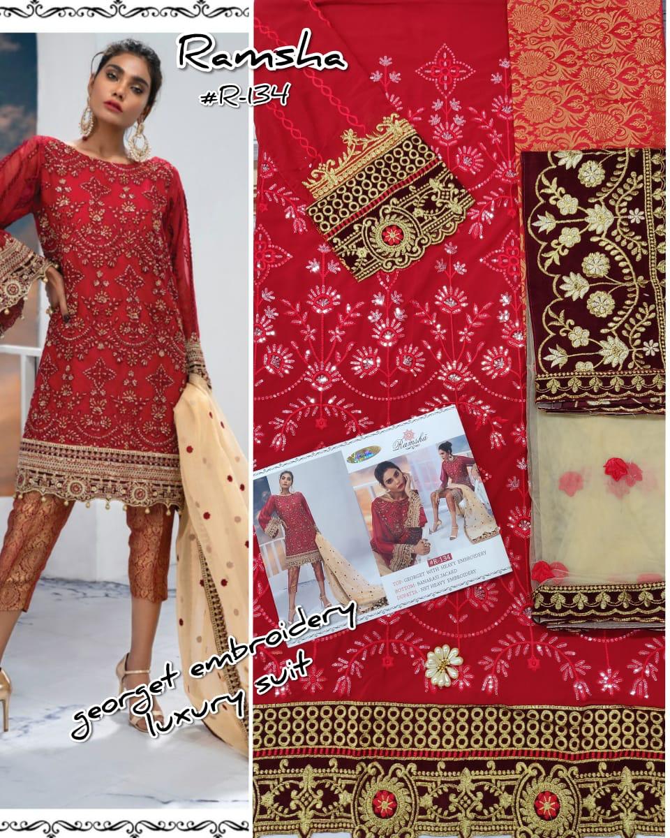 Ramsha R-134 Salwar Kameez Georgette Singles