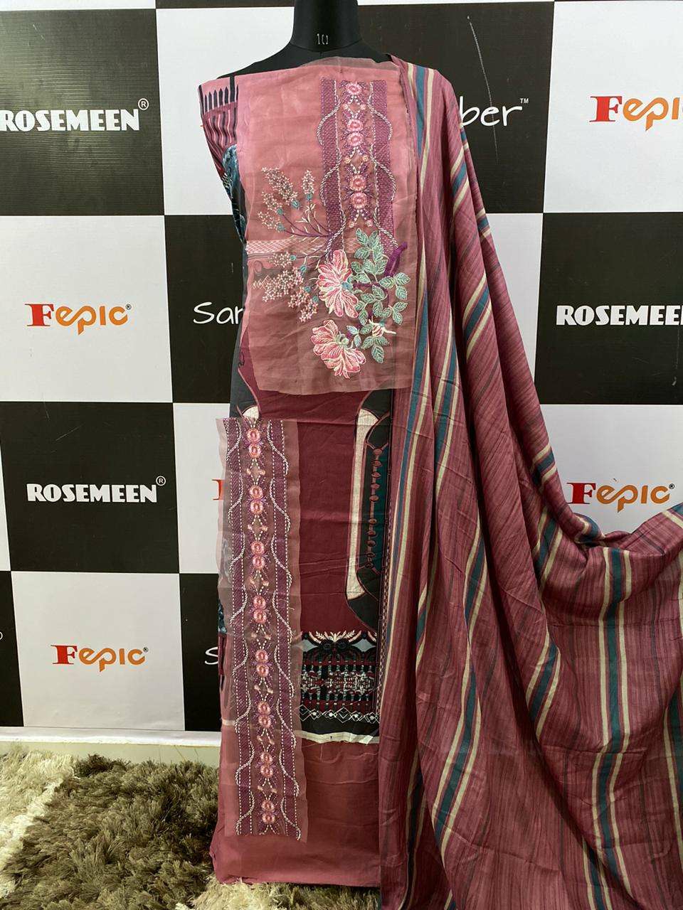 Fepic Rosemeen Aqua Salt Cotton Printed with chiffon dupatta Pakistani Suits Collection