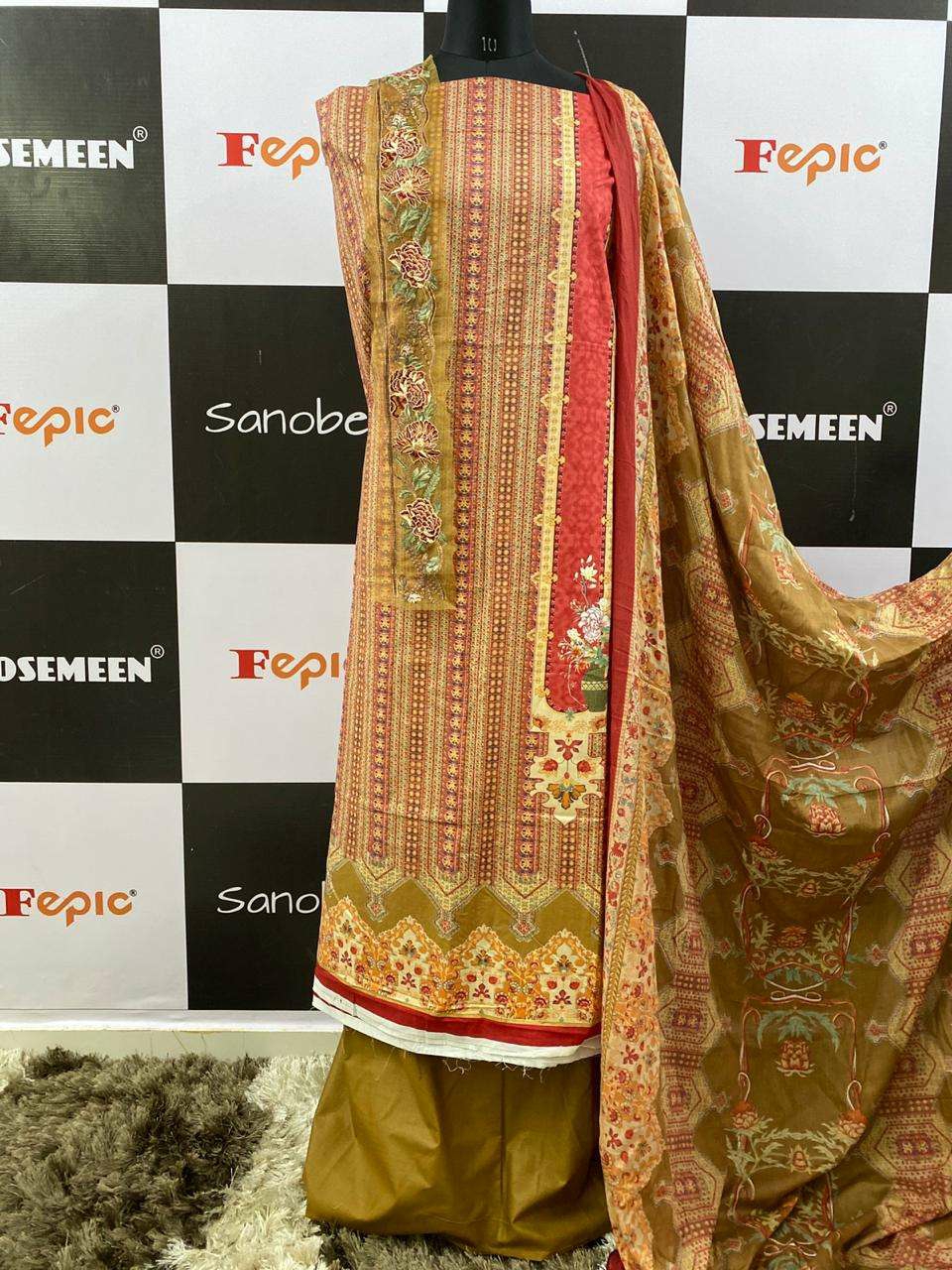 Fepic Rosemeen Aqua Salt Cotton Printed with chiffon dupatta Pakistani Suits Collection