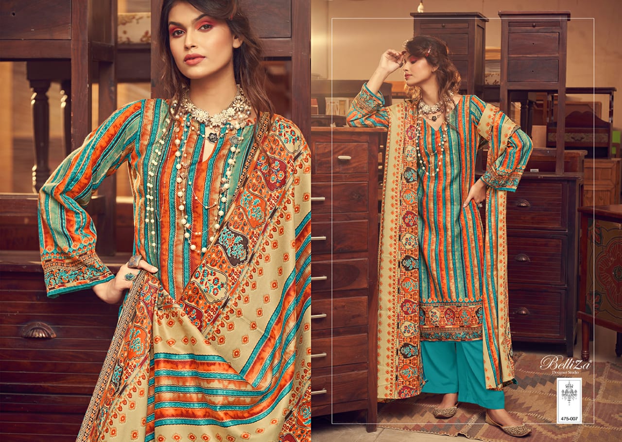 beliza designer almarina vol 3  pashmina exclusive digital print salwar suit catalog