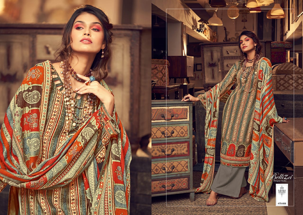 beliza designer almarina vol 3  pashmina exclusive digital print salwar suit catalog