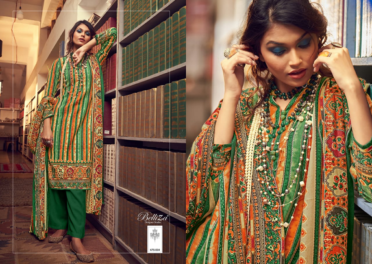 beliza designer almarina vol 3  pashmina exclusive digital print salwar suit catalog