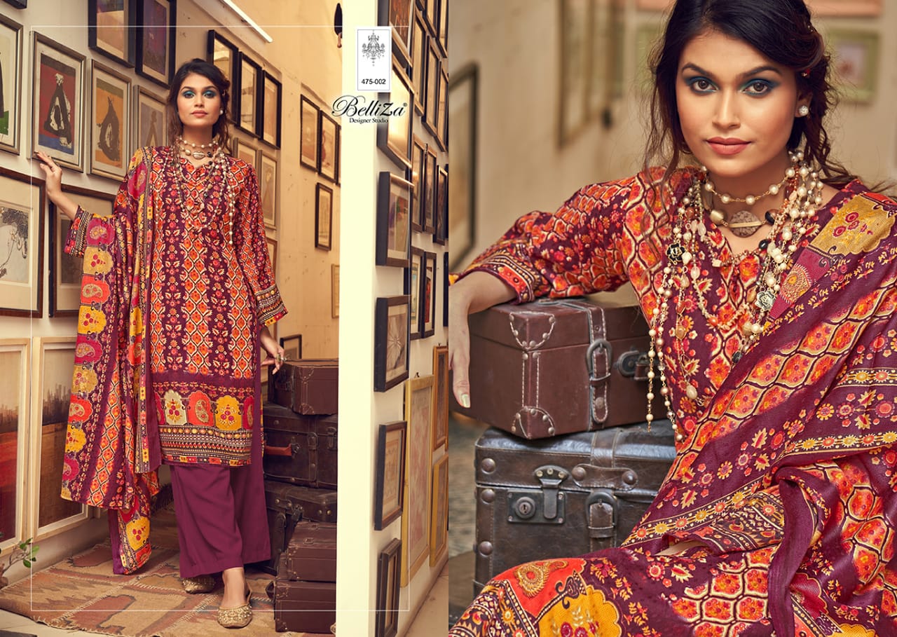 beliza designer almarina vol 3  pashmina exclusive digital print salwar suit catalog