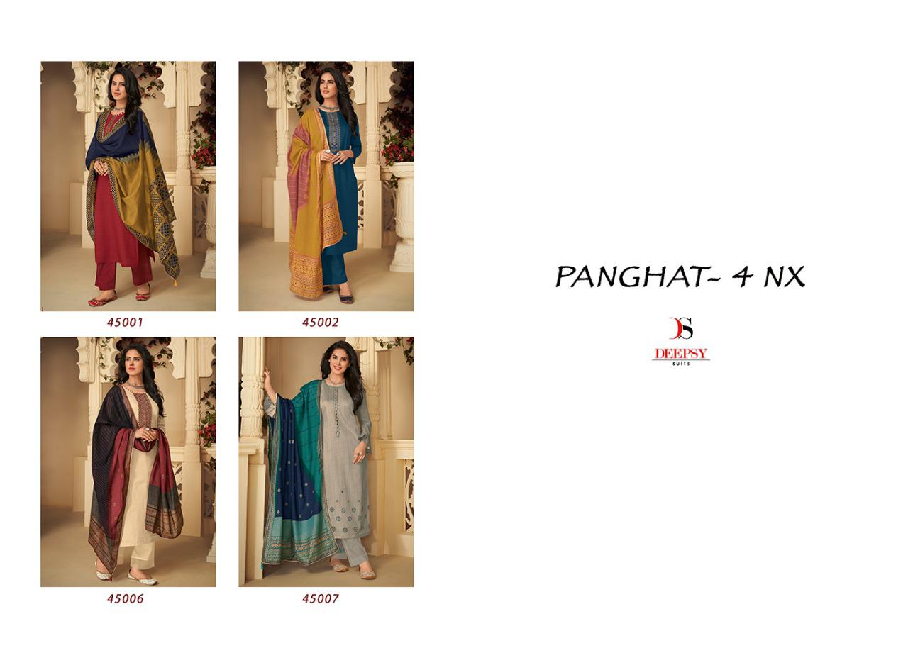 deepsy suit panghat 4 pasmina atrective heavy embroidary look salwar suit catalog