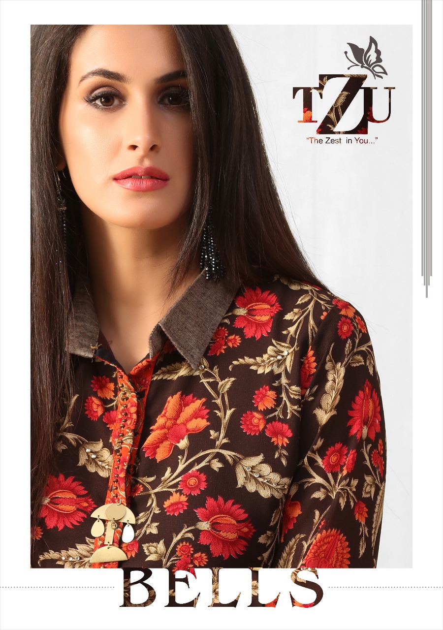 tzu bells georgette  catchy look long kurti catalog