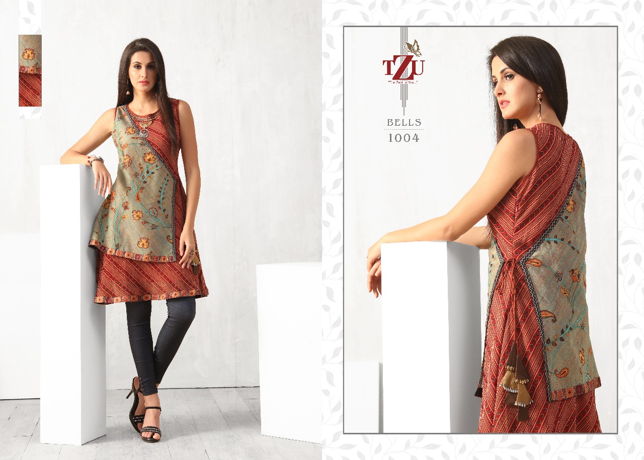 tzu bells georgette  catchy look long kurti catalog