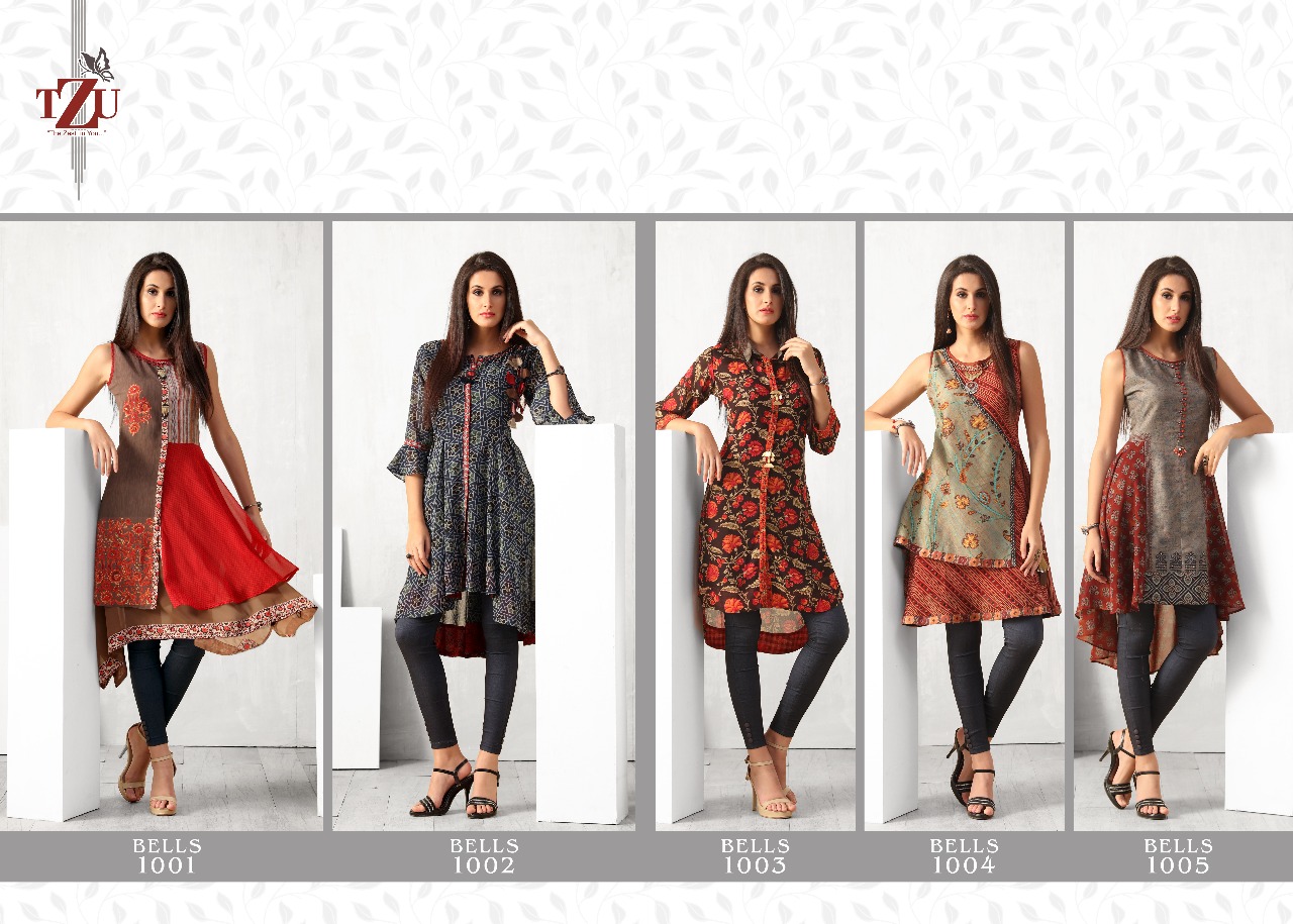 tzu bells georgette  catchy look long kurti catalog